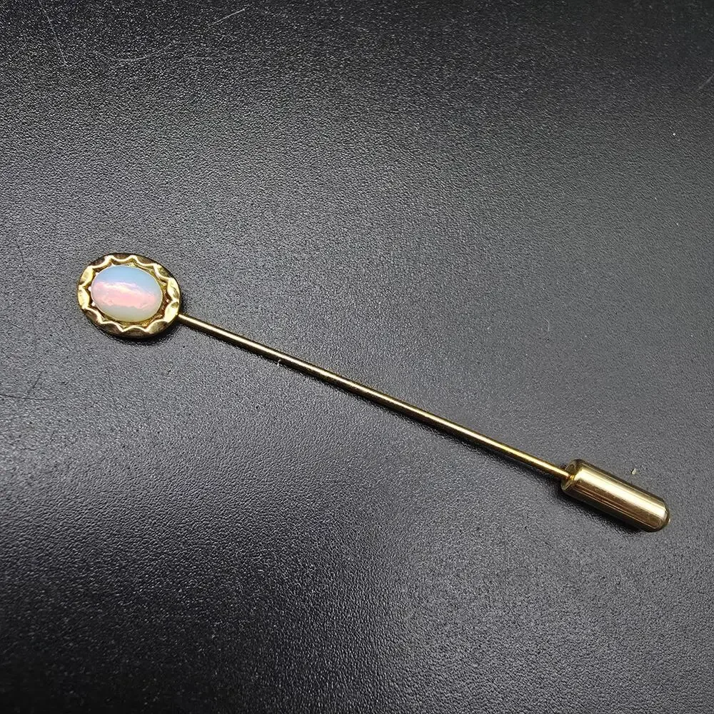 Faux Opal Gold Tone Stick Pin Hat Pin Vintage Costume Jewelry